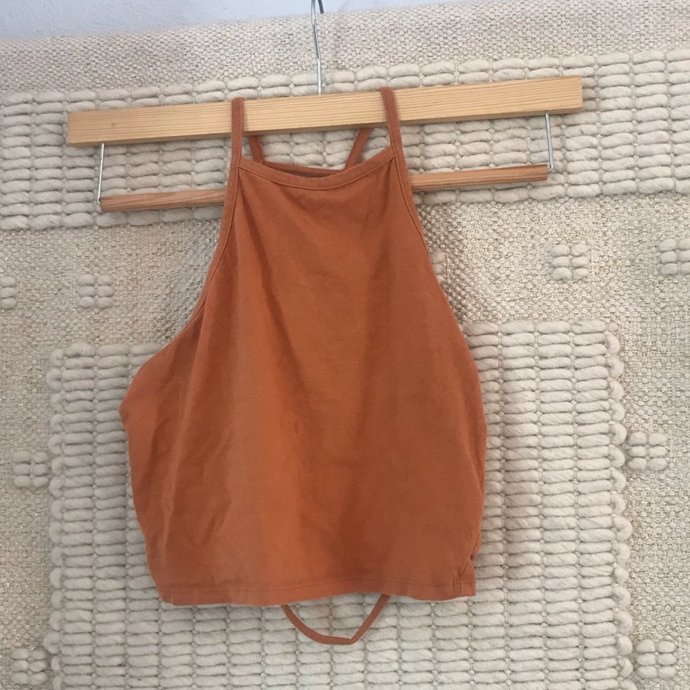 Strappy Open Back Crop Top Orange Rust small
